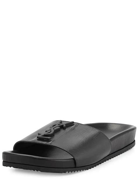 ysl joan sandal|Saint Laurent Joan YSL Brooch Sport Slide Sandal, Black.